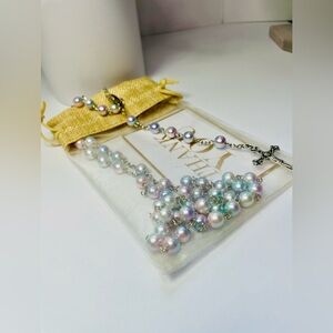 NWT NWT Men's Rosary Necklace 8mm Imitation Pearls. Pink Purple. 22.5’inch